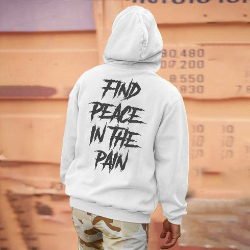 Men's Find Peace In The Rain Printed Gym Hoodie